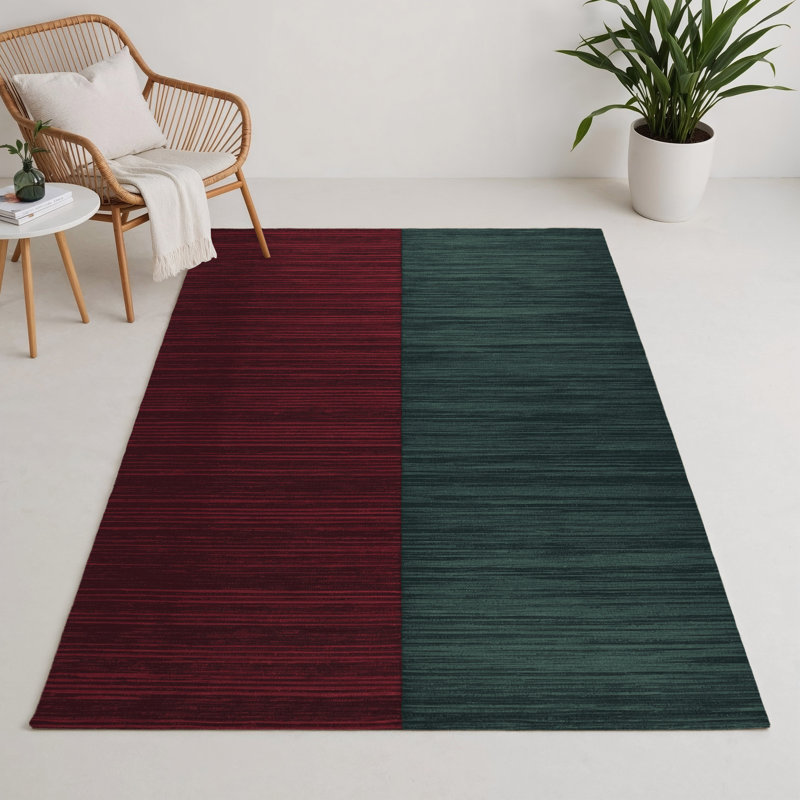 Tapis intérieur / extérieur rouge HorizontalStripes, Rectangulaire 3 pi x 5 pi