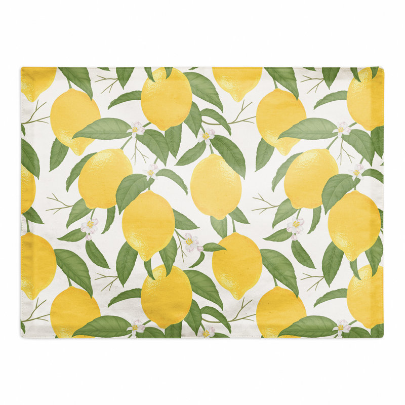 Ankaj Poly Twill Floral Rectangle Placemat, White