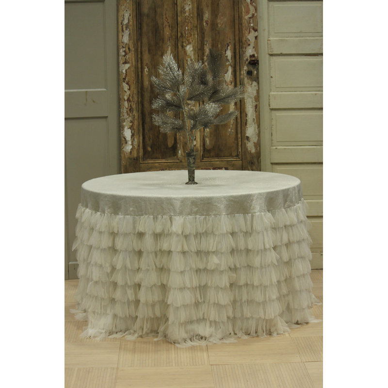 Kyesha Ivory Shimmer Tablecloth, 48" Round (110" L)