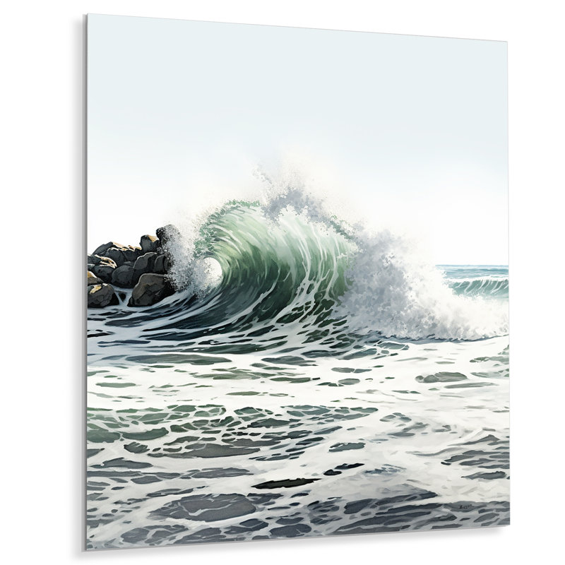 Mouvement océanique I - impression sans cadre sur métal, H 32 po x l 16 po x P 1 po