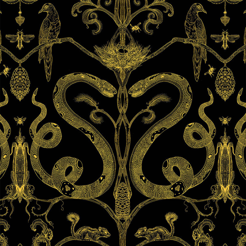 Snake Party, Gold/Black, Paper