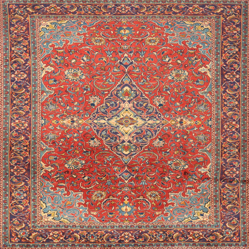 Tapis oriental rouge Elen, Rond 3 pi