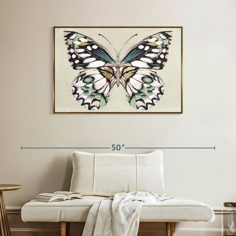 Baiser de papillon I, Cadre flottant doré, 40 po x 27 po
