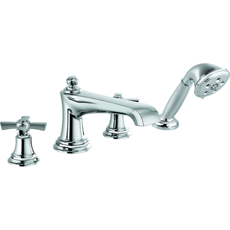 Rook® Double Handle Deck Mounted Roman Tub Faucet, Chrome, Cross