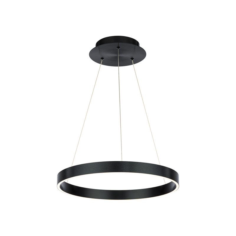 Sirius Unique Drum Dimmable LED Pendant, 1.625" H x 18.125" W x 18.125" D, Satin Black