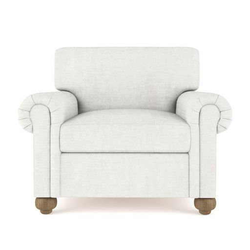 Leroy Leather Armchair, 36" H x 41" W x 49" D, Weathered, Box Weave Linen Chocolate