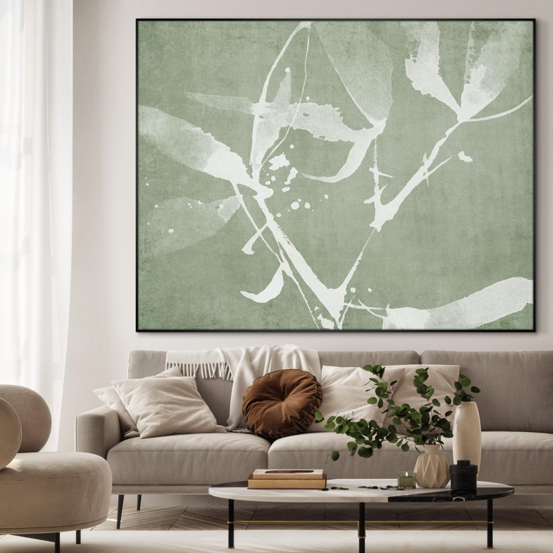 Très grande silhouette botanique minimaliste, impression d'art mural encadré (assemblage de cadre requis), H 60 po x l 72 po