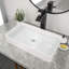 Lavabo vasque rectangulaire moderne pour meuble-lavabo de salle de bain - Bassin de comptoir en porcelaine blanche de qualité supérieure au design élégant