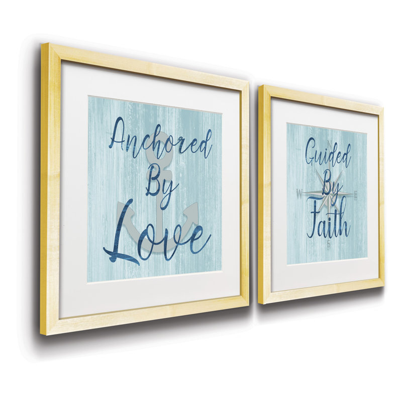 « Ancré » par amour, ensemble de 2 reproductions d’art textuel sur papier