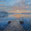 Calm Dock - Reproduction matte encadrée blanche pour la décoration intérieure