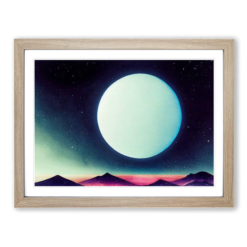 XH1022-6136X Modern Moon Vol.2 - Single Picture Frame Print, 34cm H x 46cm W x 2cm D, Oak