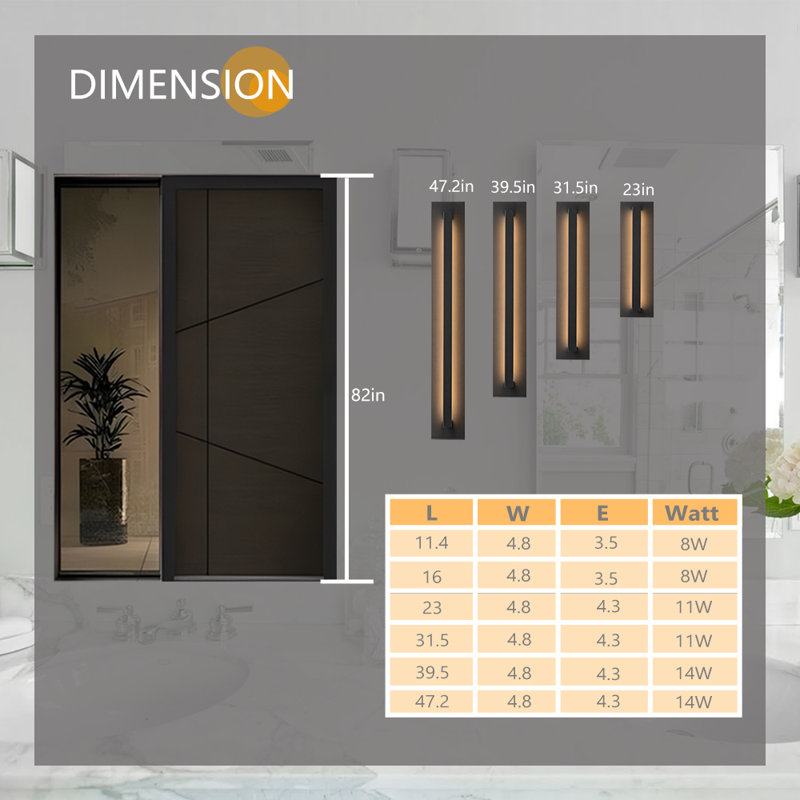 Black Modern Outdoor Led Wall Sconce, 39.5" H x 4.8" W x 4.3" D