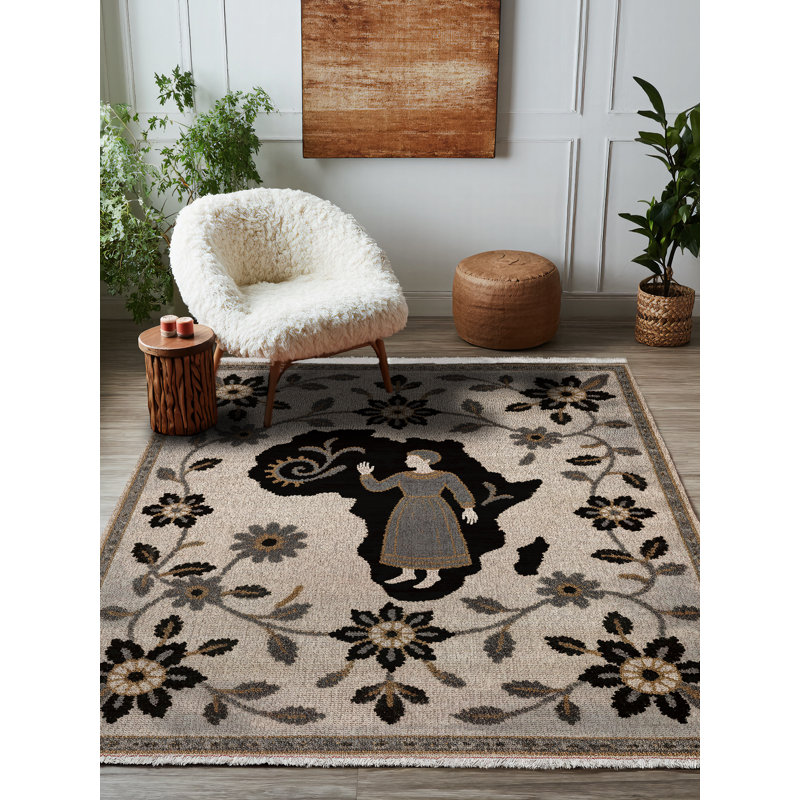 Tapis à motif floral en coton et polyester à imprimé numérique Annie Collection, Rectangle 4 pi x 7 pi 3 po