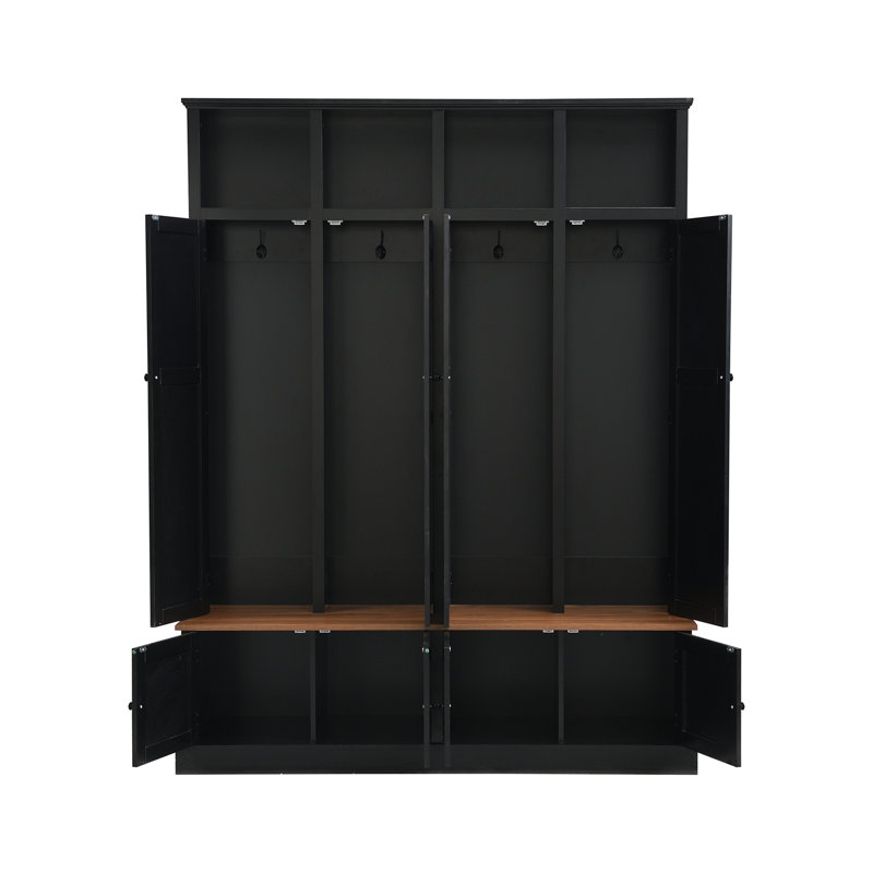 Dewitt avec banc, armoire, casiers ouverts et crochets, Noir