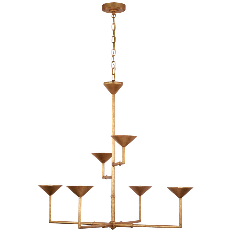 Eleanor 6 - Light Chandelier, Antique Gold Leaf, 35" H x 30.25" W x 30.25" D