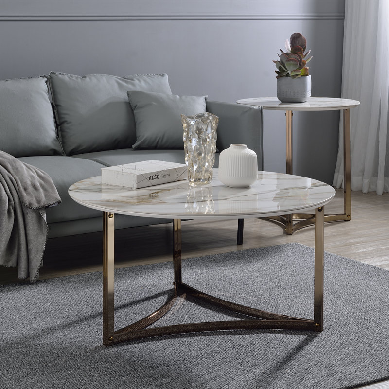 Coffee Table, Sintered Stone Top, 19'' H x 25'' W x 22'' D
