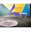 Table basse blanche en métal pour le salon, table d'appoint utilitaire légère avec plateau rond et amp; Pieds triangulaires