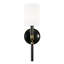 Applique murale 1 lumière 5 "Glinda Sloane en laiton noir brillant et vieilli avec abat-jour en tissu blanc