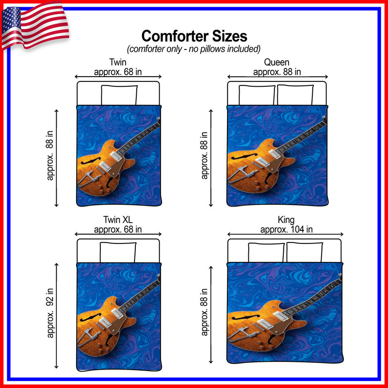Orange Electric Guitar Comforter, King
