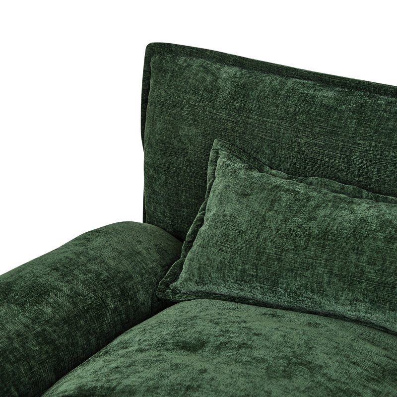 Chenille Double Lounge Chair , 3, 500lb Load Capacity, Pu Fabric, Quick Setup Process Effortless Assembly, Green