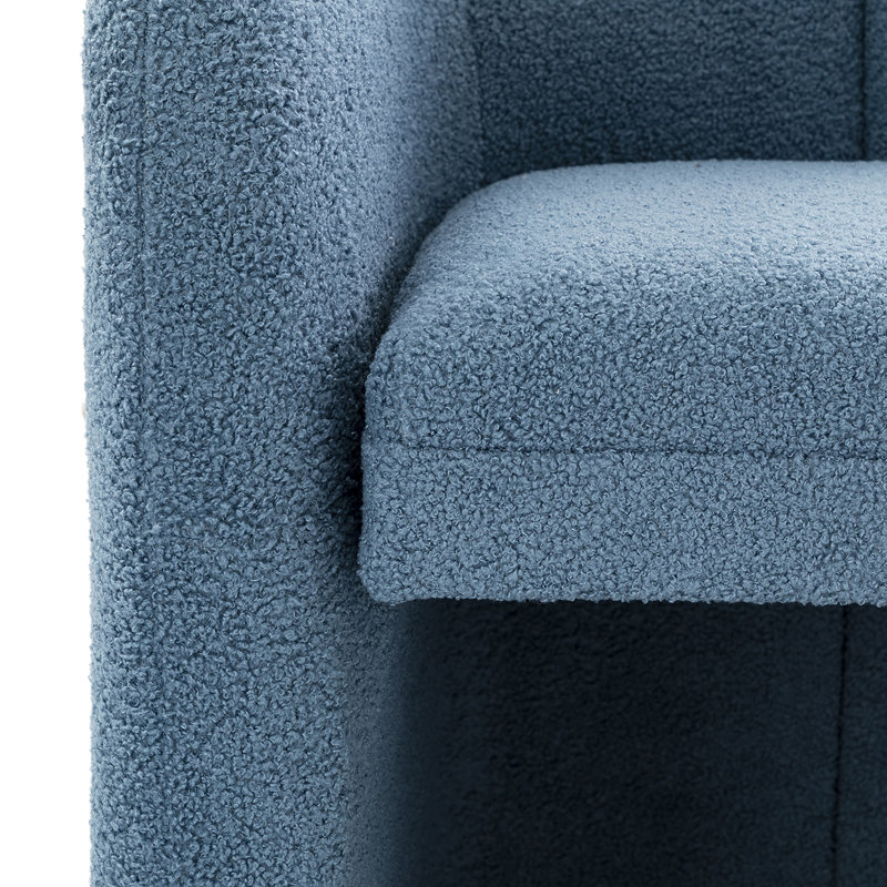 Fauteuil demi-tonneau en polyester touffeté de 28 po Acke, Polyester bleu