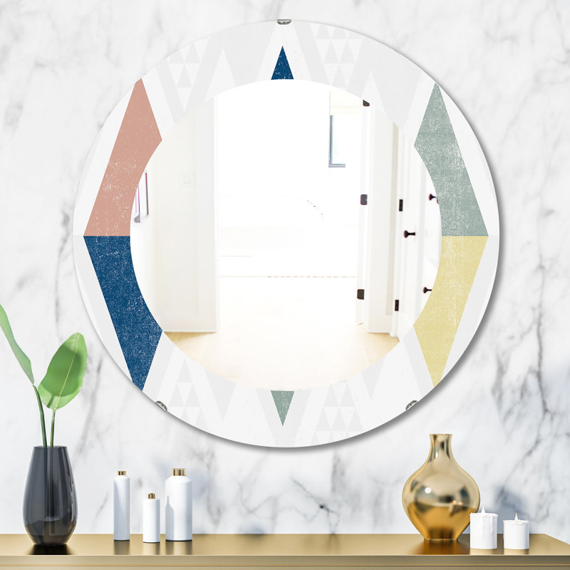 Miroir mural Mid-Century à composition géométrique Triangles III, H 31,5 po x l po