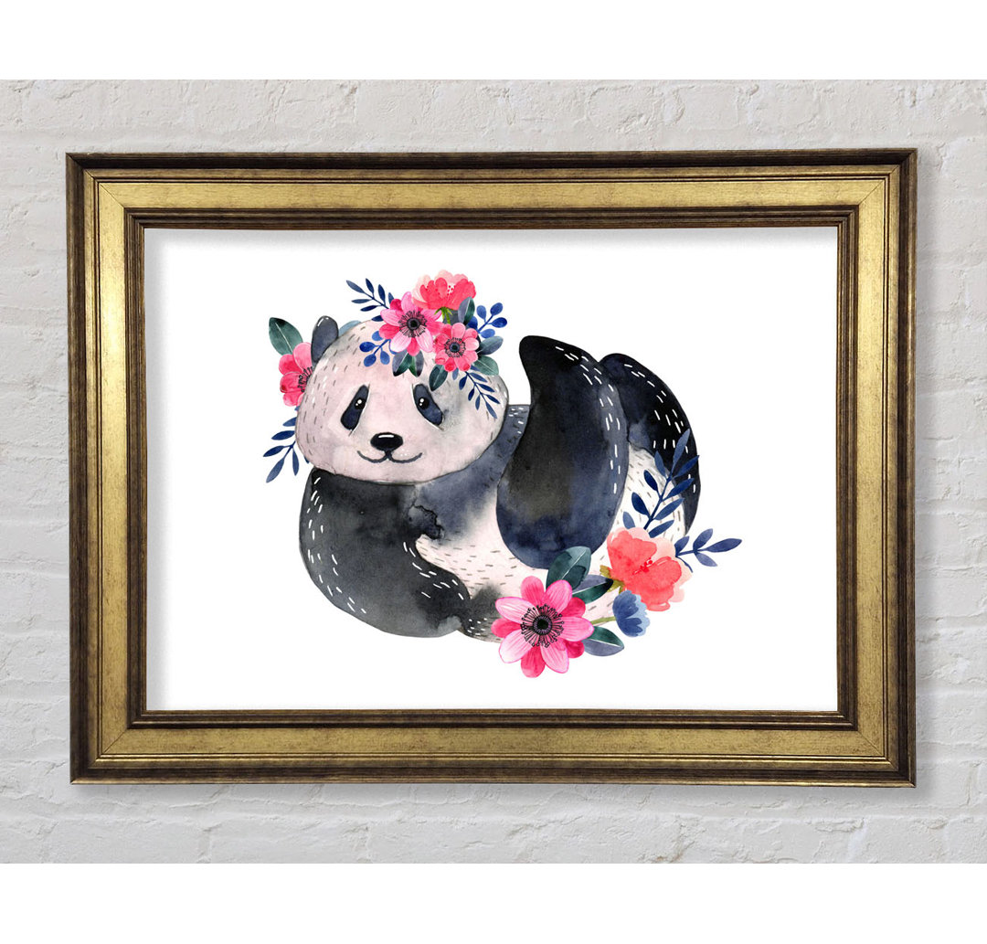 Cute Floral Panda - Einzelner Bilderrahmen Kunstdrucke