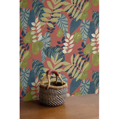 Carolo Leaves 27' L x 27" W Wallpaper Roll