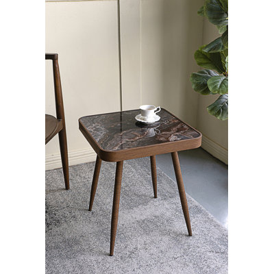 Table d'appoint carrée avec plateau en verre