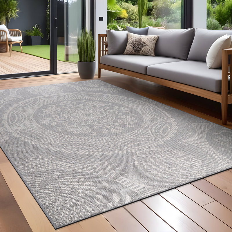 Tapis intérieur / extérieur gris Waikiki Moraby, Rectangle 8 pi x 10 pi