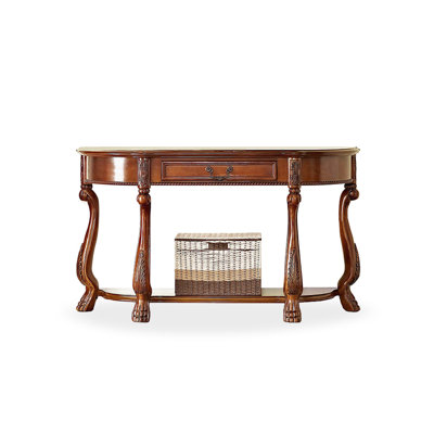 51.97" Brown Half Moon Solid Wood Console Table