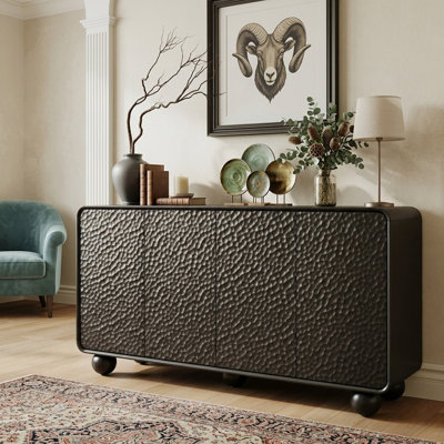 Buffet avec rangement, console de télévision à profil courbé, grande console d'appoint pour salle à manger, cuisine et salon
