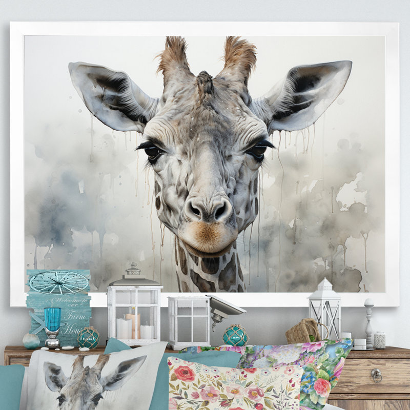 Kristyanne Giraffe Graceful Necks - imprimé, H 30 po x l 40 po x P 1,5 po, Cadre simple blanc