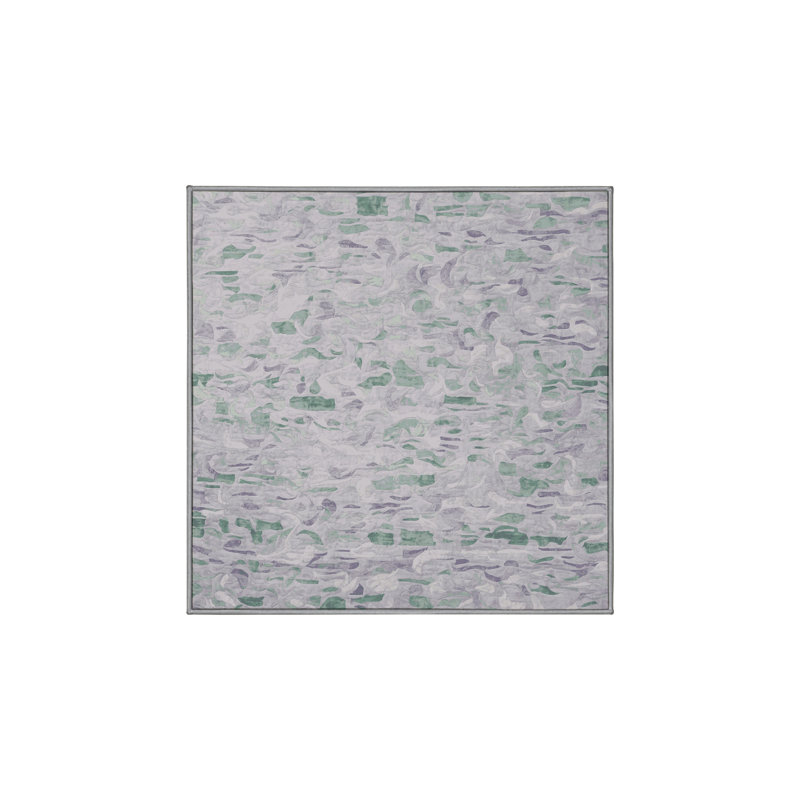Tapis gris soyeux et moelleux, Carré 8 pi