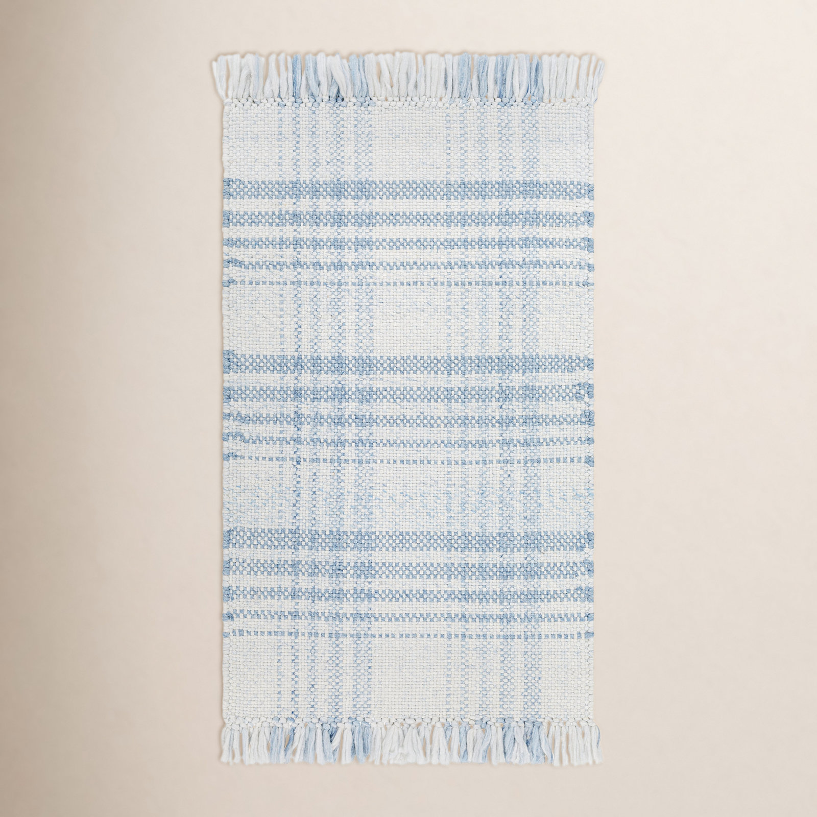 Cay Hand-Woven Blue Plaid Rug, Rectangle 9' x 12'