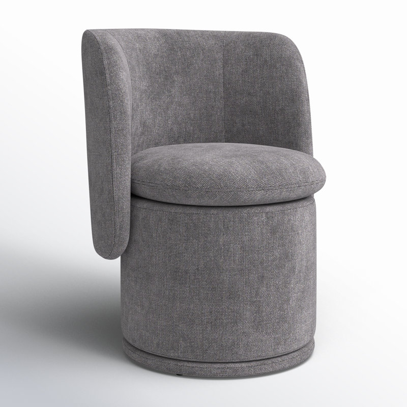 Dark Gray Upholstered Swivel Side Chair with Metal Legs
