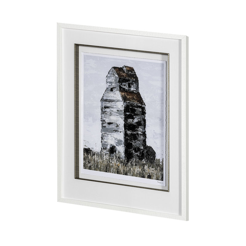 Abandonné Grain Elevator, reproduction d'art encadrée à la main avec passe-partout, Élévateur à grain abandonné II