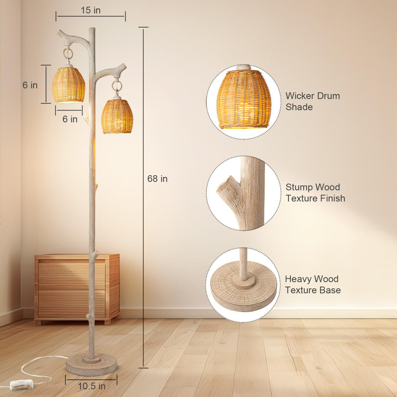 Gagner 65'' Tree Floor Lamp, Washed White