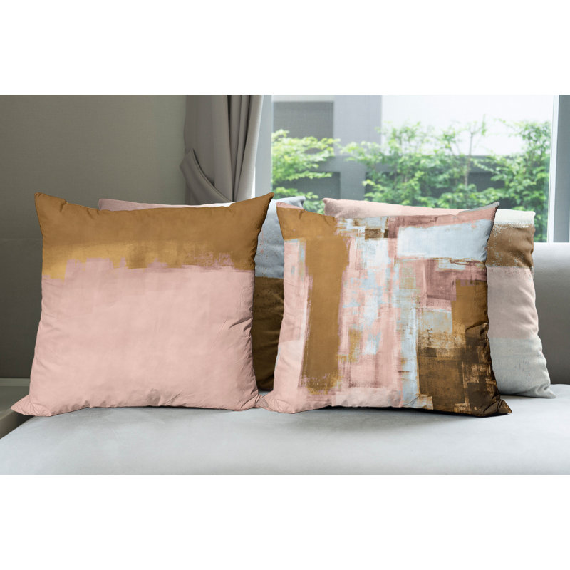 Reversible Pillow Cover, 16" H x 16" W, Rose Baby Blue / Ginger