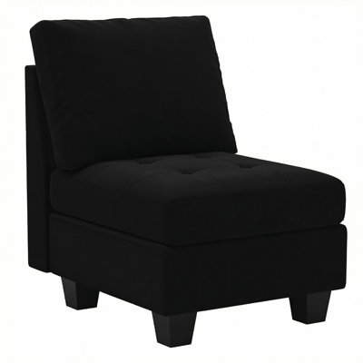 Chaise sans accoudoirs en velours de 23,6 po de largeur et module de chaise simple pour canapé modulaire Eyram