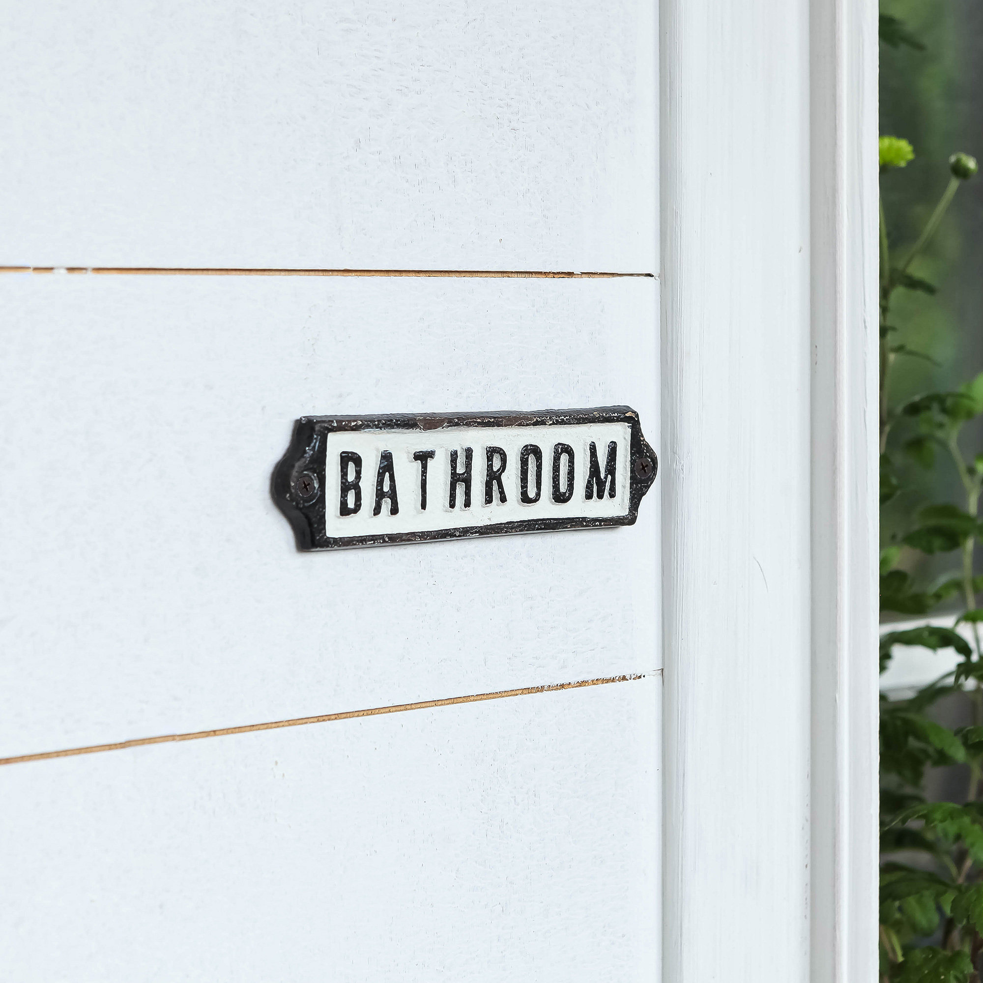 Mike & Melissa Cast Iron Bathroom Door Sign & Reviews | Wayfair
