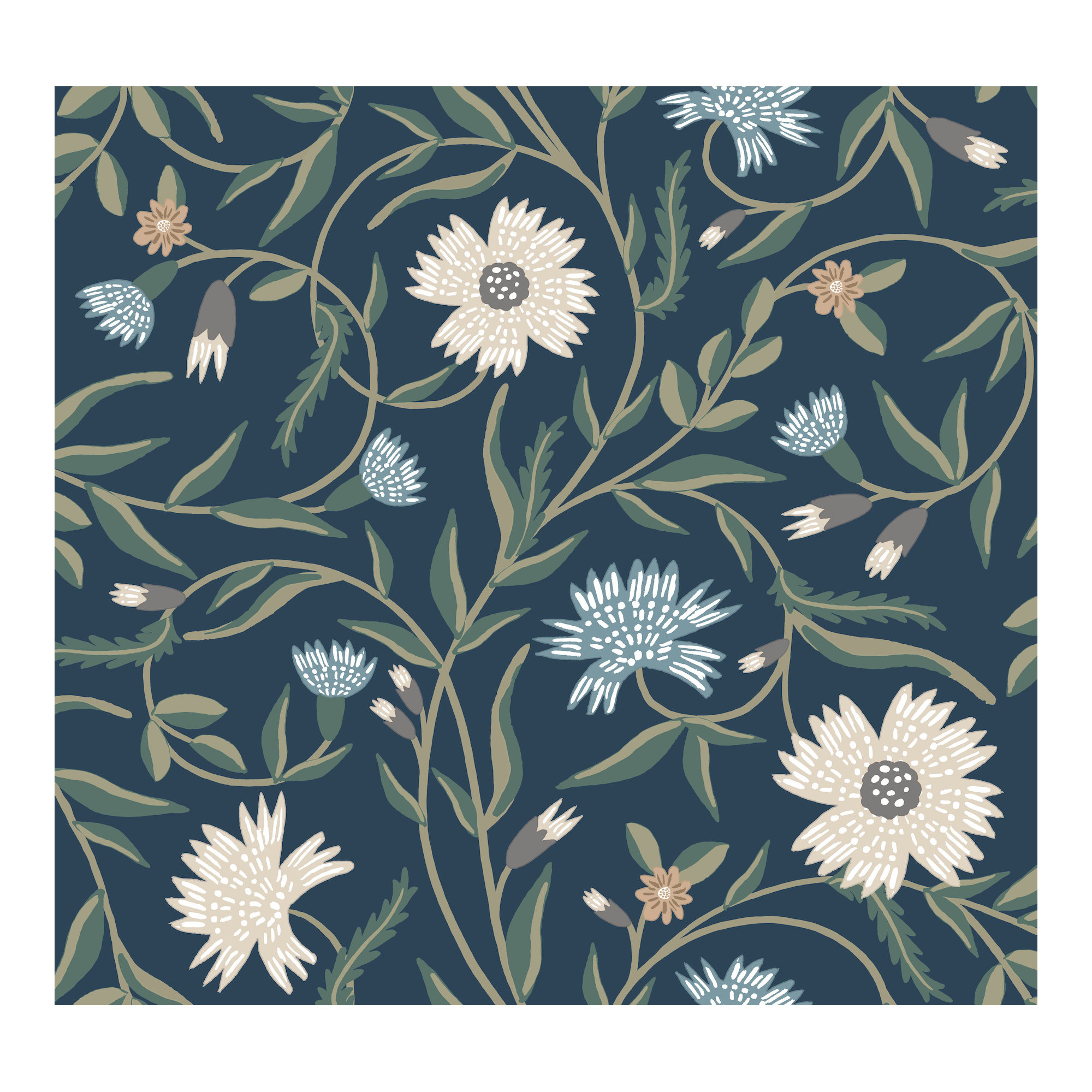 Aster Wallpaper, Navy