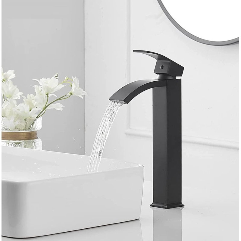 Robinet de lavabo vasque Waterfall, Noir mat