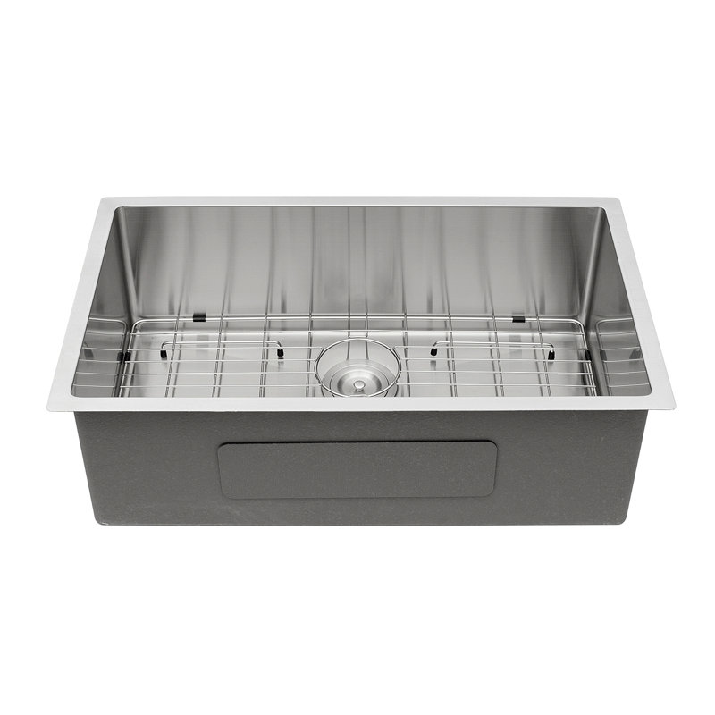 33X19x10"Undermount Single Bowl Stainless Steel Kitchen Sink, Brushed Nickel