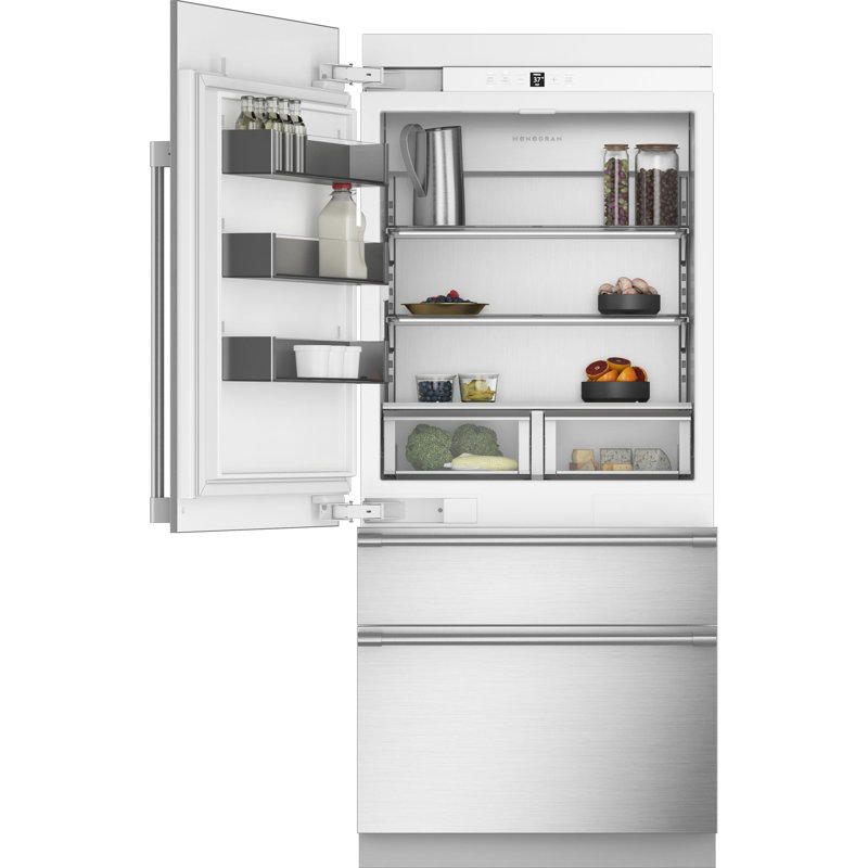 Monogram 36" W Premium Left Hinge Integrated Bottom Freezer Refrigerator, Panel Ready, Statement, Custom Panel, Left