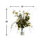 Hortensia en  et arrangement de trembles dans un vase en verre transparent