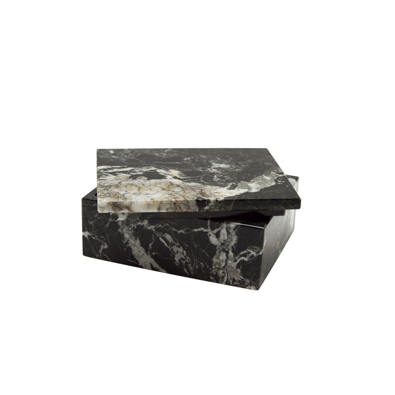 Allynn Marble Memory Box, Black Zebra Marble