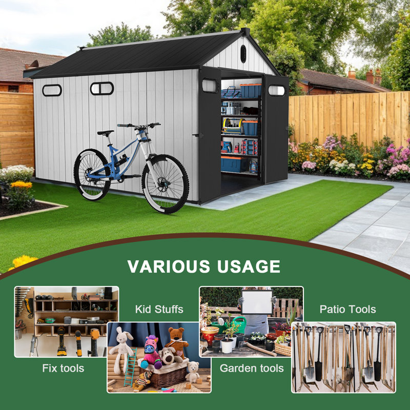 8 ft. W x 12 ft. D Plastic Storage Shed with Floor