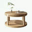 Table basse ronde en bois avec tablette inférieure