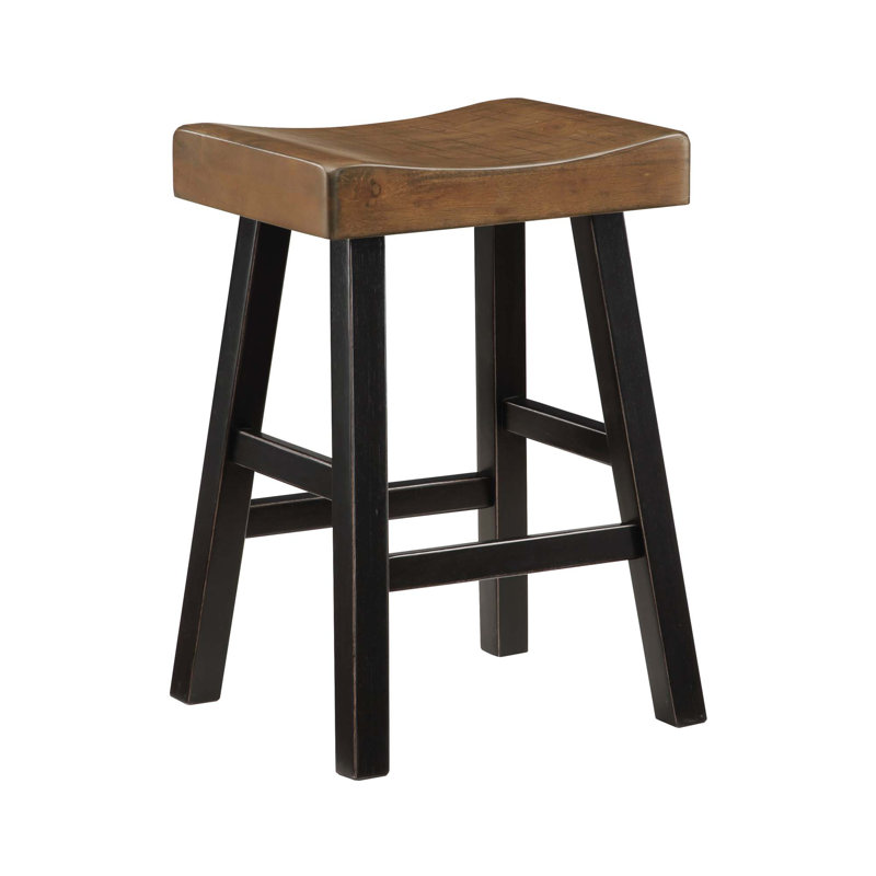 Ensemble de 2 tabourets transitionnels et meubles en bois d'hévéa massif, Noir / brun